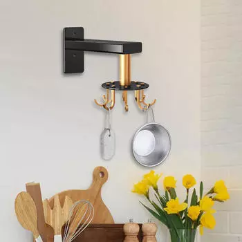 Вращающаяся на 360° подвесная стойка для посуды, кухонный держатель, крючок, инструменты для шкафа, вешалка-органайзер With Back Hook