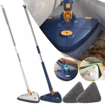 Вращающаяся на 360° регулируемая швабра для влажной и сухой уборки двойного назначения, треугольная швабра для ручной стирки, для чистки пола, стен The lazy mop белый