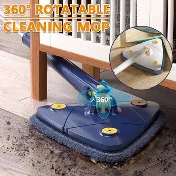 Вращающаяся на 360 ° треугольная швабра, выдвижная и регулируемая бытовая швабра для чистки пола, швабра для выдавливания оконного пола, бытовой вращающийся инструмент для чистки Triangle mop (1 cloth) белый