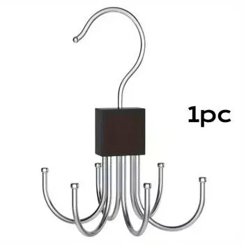 Вращающаяся на 360° вешалка для хранения, крючок с несколькими захватами, металлическая вешалка для ремней, деревянный органайзер для бюстгальтеров, галстуков, шарфов, аксессуаров для домашнего шкафа