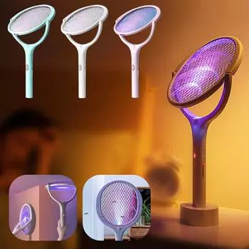 Вращающаяся на 90 градусов лампа для мухобойки с УФ-светом и USB-зарядкой, летняя мухобойка One Size белый