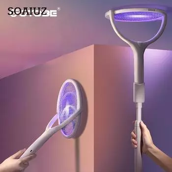 Вращающаяся на 90 градусов лампа-убийца комаров, электрический шокер, ультрафиолетовый свет, ловушка для насекомых, летняя мухобойка с удлинителем