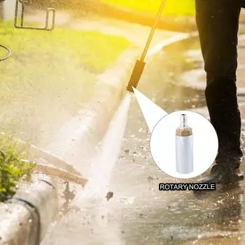 Вращающаяся насадка высокого давления, подходящая для очистки тротуаров, поворотная головка на 360 градусов, быстрое соединение, прочный сплав серебряный