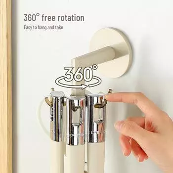 Вращающаяся настенная стойка для кухонных принадлежностей с крючками - многофункциональное хранение без проколов can be wall-mounted/ceiling mounted