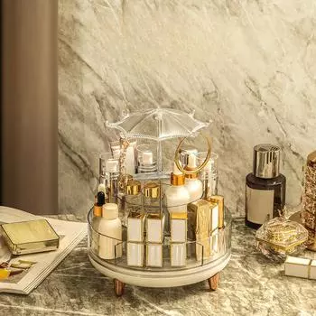 Вращающаяся настольная трубка для хранения кистей для макияжа, сетка, губная помада, тени для век, кисть для бровей, туалетный столик, ящик для хранения косметики