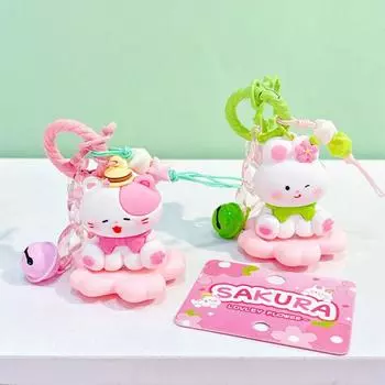 Вращающаяся основа брелок с изображением кота в виде цветущей вишни декомпрессионная пара брелок для ключей детские игровые принадлежности Rabbit