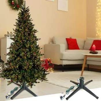 Вращающаяся подставка для рождественской елки, регулируемая вращающаяся подставка для елки с пультом дистанционного управления и музыкой, вращающийся держатель для искусственной елки для деревьев весом до 100 фунтов EU