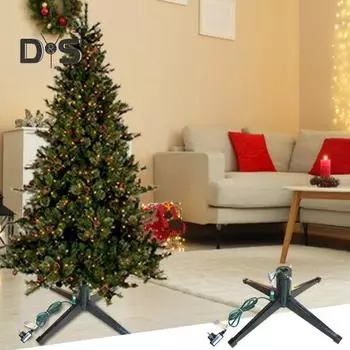 Вращающаяся подставка для рождественской елки, регулируемая вращающаяся подставка для елки с пультом дистанционного управления и музыкой, вращающийся держатель для искусственной елки для деревьев весом до 100 фунтов EU