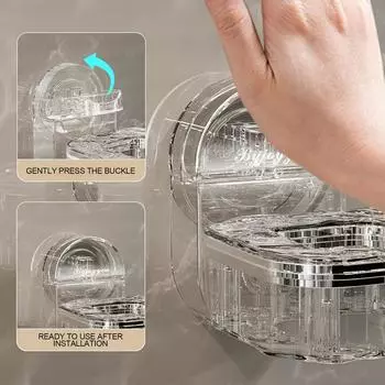 Вращающаяся полка для фена для волос, держатель для фена без отверстий, ленивый, без помощи рук, настенная полка для фена для ванной комнаты с присоской серый