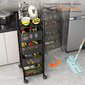 Вращающаяся полка для фруктов и овощей на колесах для кухни Установка бесплатная многоуровневая гостиная стеллаж для хранения закусок и фруктов