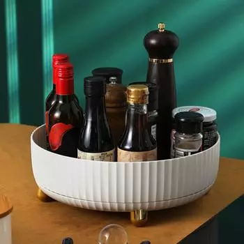 Вращающаяся полка для кухни, принадлежности для приправ, фруктовая косметика, большой вращающийся поднос для хранения на столешнице One Size