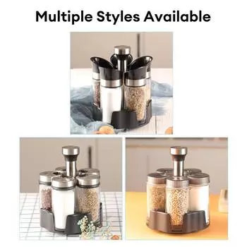 Вращающаяся полка для специй на 6 банок, наборы специй и приправ с полкой, органайзер для приправ на столешницу, контейнер для хранения горшочков для специй