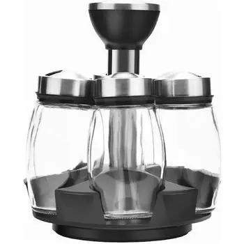 Вращающаяся полка для специй, органайзер для трав и специй на настольную подставку с 7 стеклянными банками (Специи не включены) чистый