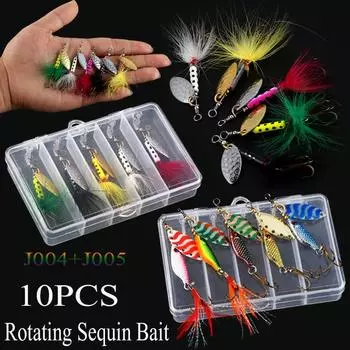 Вращающаяся приманка с блестками, металлические рыболовные приманки, морская рыбалка, рыболовный крючок для окуня, набор наживок для блесны set