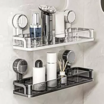 Вращающаяся присоска для хранения вещей, настенная полка для хранения вещей на кухне, в ванной, держатель для шампуня, геля для душа, бытовые органайзеры 30cm очистить серый