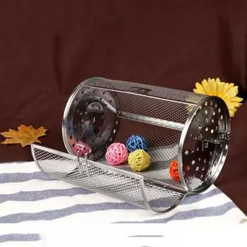 Вращающаяся решетка для гриля из нержавеющей стали, вращающаяся на 360 градусов, решетка для барбекю, пригодная для мытья в посудомоечной машине, вращающаяся корзина для гриля для куриных крылышек, овощей, рыбы, равномерного приготовления на гриле A