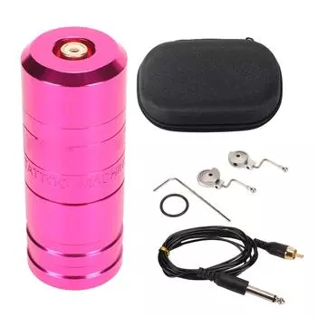 Вращающаяся ручка для татуировки с интерфейсом RCA, регулировкой хода иглы, короткая ручка для татуировки с зажимным шнуром, розовая