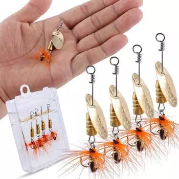 Вращающаяся рыболовная приманка с блестками в упаковке, 4 шт., спиннинговая приманка для рыбалки на открытом воздухе, путешествия, морская рыболовная снасть 4PCS