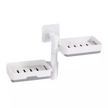 Вращающаяся съемная настенная стойка для хранения мыла с возможностью слива воды 3 Layers белый