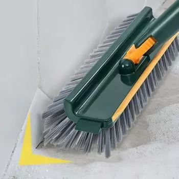 Вращающаяся щетка для чистки пола с длинной ручкой Щетка для затирки швов V-образная щетка для чистки с жесткой щетиной и скребком белый