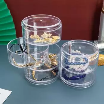 Вращающаяся шкатулка для драгоценностей, прочная, с полным охватом, удобная, полезная коробка для хранения для гостиной 5