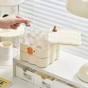 Вращающаяся шкатулка для хранения ювелирных изделий, многослойная настольная шкатулка для хранения, аксессуары для волос, шкатулка для макияжа с крышкой, пылезащитная шкатулка для ювелирных изделий