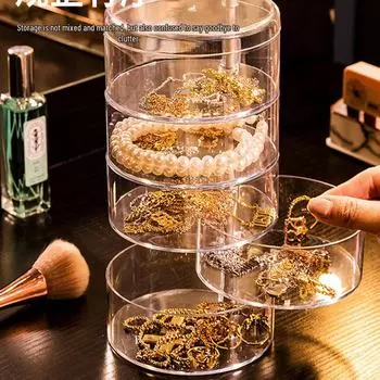 Вращающаяся шкатулка для украшений для детей: Хранение сережек, резинок для волос, шпилек и аксессуаров three layers прозрачный