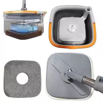 Вращающаяся швабра с ведром, вращающаяся на 360 градусов, квадратная швабра с самоочисткой. Система разделения чистой и грязной воды. Швабры с регулируемой ручкой для влажной и сухой уборки, двойного назначения. B