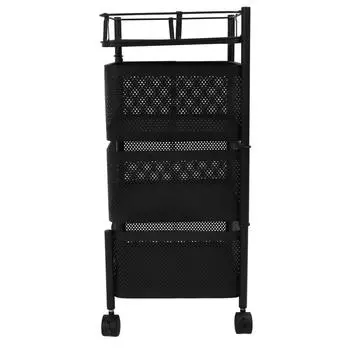 Вращающаяся стойка для хранения из углеродистой стали, вращающаяся сетчатая корзина-органайзер с колесами для фруктов и овощей