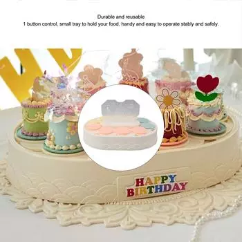 Вращающаяся стойка для кексов с музыкальным светодиодом, автоматически вращающиеся тарелки с подносами для кексов