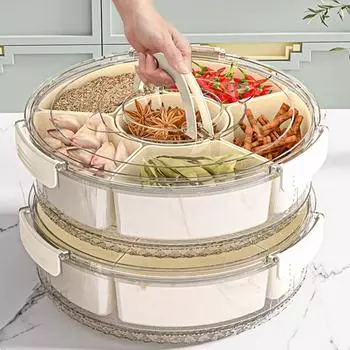 Вращающаяся тарелка для фруктов и закусок с 6 отделениями, пищевой контейнер для пикников, пляжей, вечеринок, путешествий