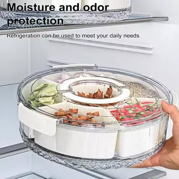 Вращающаяся тарелка для фруктов, снэк-спиннер с 6 отделениями, пищевой контейнер для пикников, пляжей, вечеринок, путешествий, детский контейнер для закусок, органайзер для фруктов белый