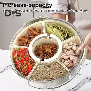 Вращающаяся тарелка для фруктов, снэк-спиннер с 6 отделениями, пищевой контейнер для пикников, пляжей, вечеринок, путешествий, детский контейнер для закусок, органайзер для фруктов белый