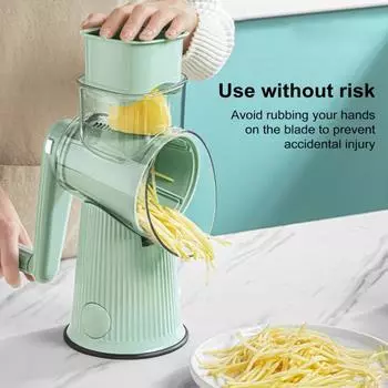 Вращающаяся терка для сыра с ручкой, овощерезка, простая в эксплуатации, 5 из нержавеющей стали зелёный