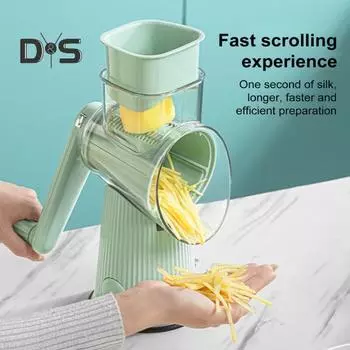 Вращающаяся терка для сыра с ручкой, овощерезка, простота в эксплуатации, 5 лезвий из нержавеющей стали, для сыра, овощей, орехов, экономящий место кухонный инструмент зелёный