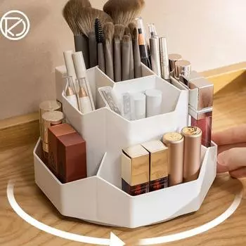 Вращающаяся трубка для хранения кистей, кисть для теней, кисть для бровей, большой держатель для ручек, настольный корпус для кистей для макияжа, ящик для хранения кистей Turnable receptacle