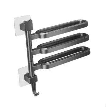 Вращающаяся вешалка для полотенец, держатель для крышки кастрюли, стильная элегантная вешалка для ванной комнаты, домашнего использования Black 36cmx38cm