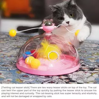 Вращающаяся ветряная мельница для домашних животных, игрушки с шариком, устойчивая к царапинам, интерактивный проигрыватель, развивающие игрушки для домашних животных озеро синий