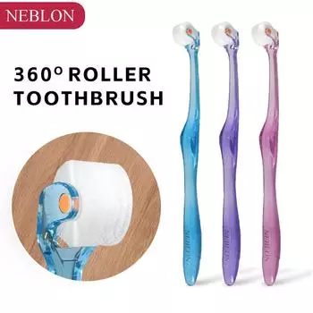 Вращающаяся зубная щетка NEBLON 360 имеет новую конструкцию головки, которая очищает все стороны зубов, защищает десны и сохраняет чистоту полости рта. baby голубой