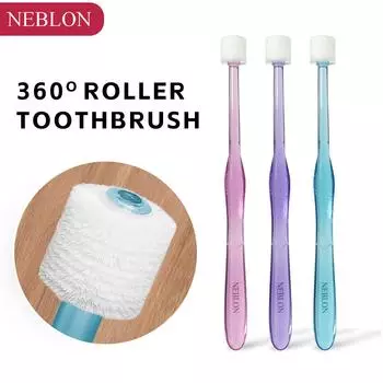Вращающаяся зубная щетка NEBLON 360 имеет новую конструкцию головки, которая очищает все стороны зубов, защищает десны и сохраняет чистоту полости рта. baby голубой