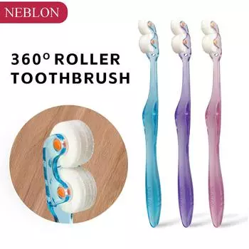 Вращающаяся зубная щетка NEBLON 360 имеет новую конструкцию головки, которая очищает все стороны зубов, защищает десны и сохраняет чистоту полости рта. baby голубой
