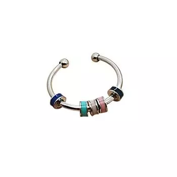 Вращающееся эмалевое кольцо из нержавеющей стали 316L, кольцо для пальца от тревоги с бусинами, открытое кольцо для снятия тревоги Type 1