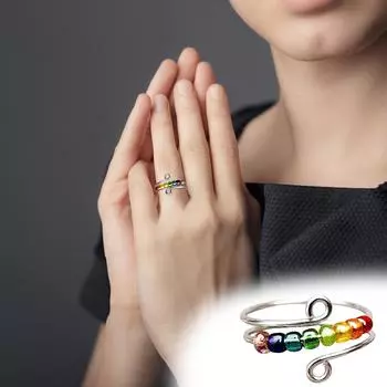 Вращающееся эмалированное кольцо на кончике пальца Кольцо удачи Вращающееся регулируемое открытое кольцо ювелирные изделия One Size