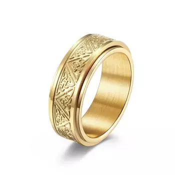 Вращающееся кольцо из нержавеющей стали с треугольным узлом, декомпрессионное кольцо из титановой стали, мужское и женское кольцо, ювелирное изделие, подарок 7# золотой