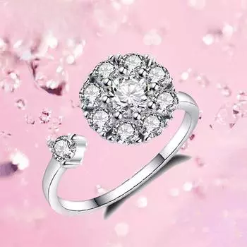 Вращающееся кольцо из стерлингового серебра 925 пробы, открытое кольцо, модное, супер-флэш, микро-инкрустированное цирконием, модное Open your mouth белый