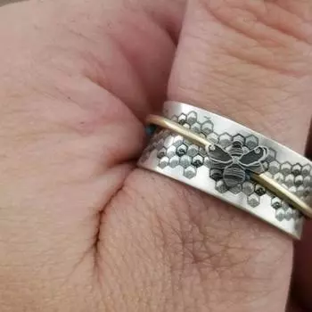 Вращающееся кольцо на палец, антиаллергенное декомпрессионное платье с гравировкой, кольцо для горной вечеринки для повседневного ношения US 7