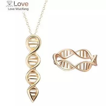 Вращающееся кольцо Qiming Dna, женское ожерелье с молекулой науки, женский комплект ювелирных изделий, геометрические модные кольца, подарок на день рождения золотой