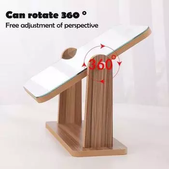 Вращающееся на 360 градусов зеркало для макияжа с деревянной основой, высокая четкость для мужчин и женщин