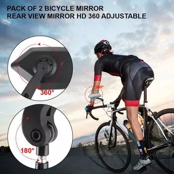 Вращающееся на 360° синее стеклянное боковое зеркало для руля 7/8 22 мм, широкоугольное, 1 пара, зеркала заднего вида для мотоцикла чёрный