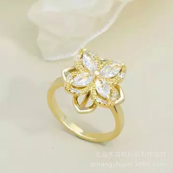 Вращающееся ожерелье из титановой стали в виде четырехлепесткового цветка, женственный стиль, свежий и простой темперамент, инкрустированное цирконом, аксессуары-подвески